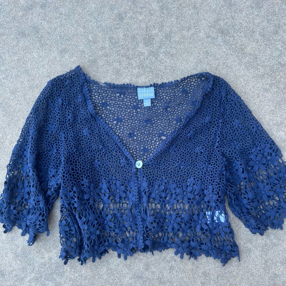 Rabbit Rabbit Rabbit Deep Blue Crochet Top